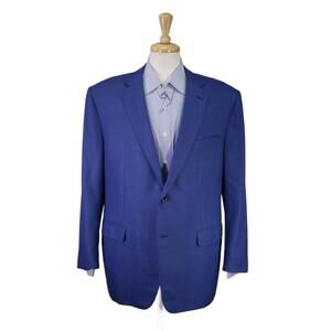Solemare Ravazzolo Royal Blue Knit Woven Wool Silk 2-Btn Sportcoat Blazer 48R